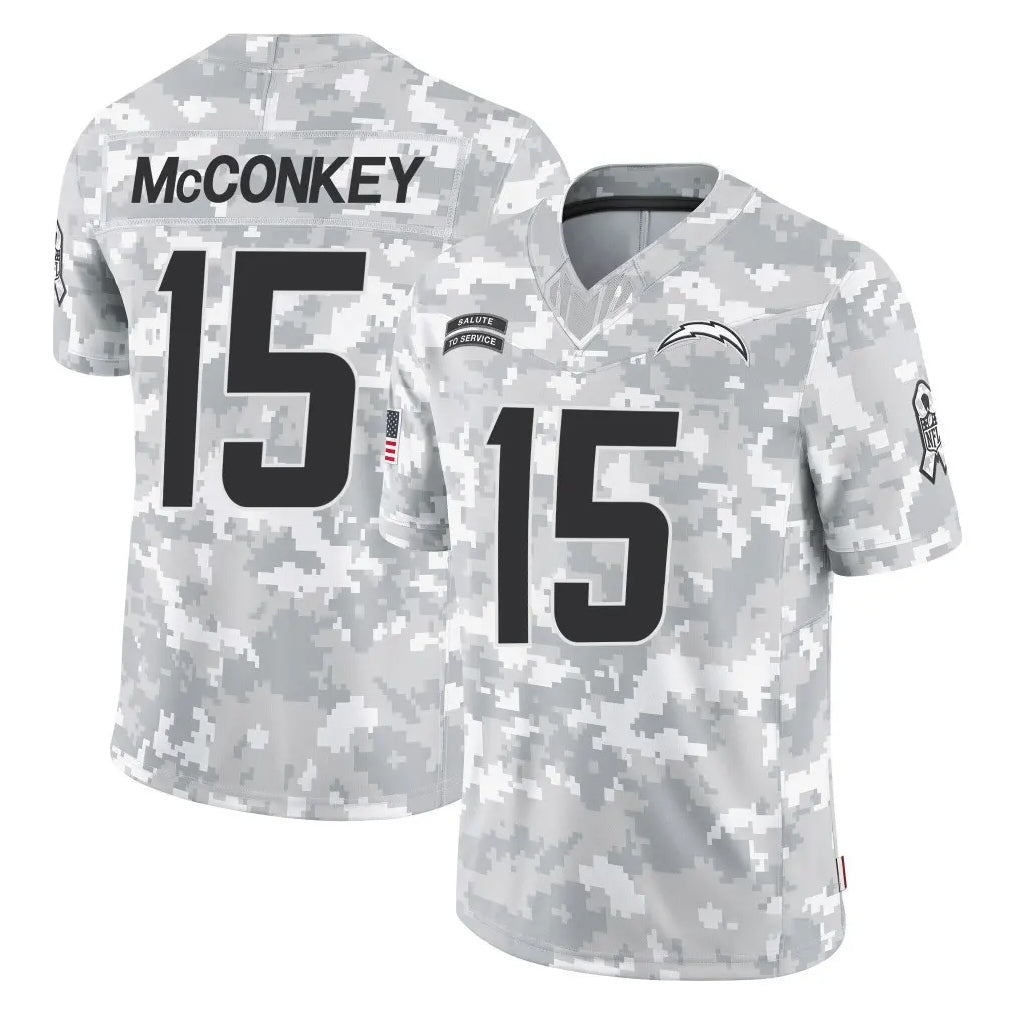 LA.Chargers #15 Ladd McConkey Player Arctic Camo Salute To Service Limited Game Gdoa Stitched Jerseys