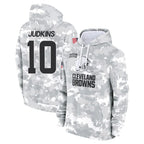 C.Browns #10 Quinshon Judkins Player Arctic Camo Salute to Service Hoodies Limited Game Gdoa Stitched Jerseys