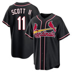 St. Louis Cardinals #11 Victor Scott II Player Black Carbon Fashio Game Fdoa Stitched Jerseys