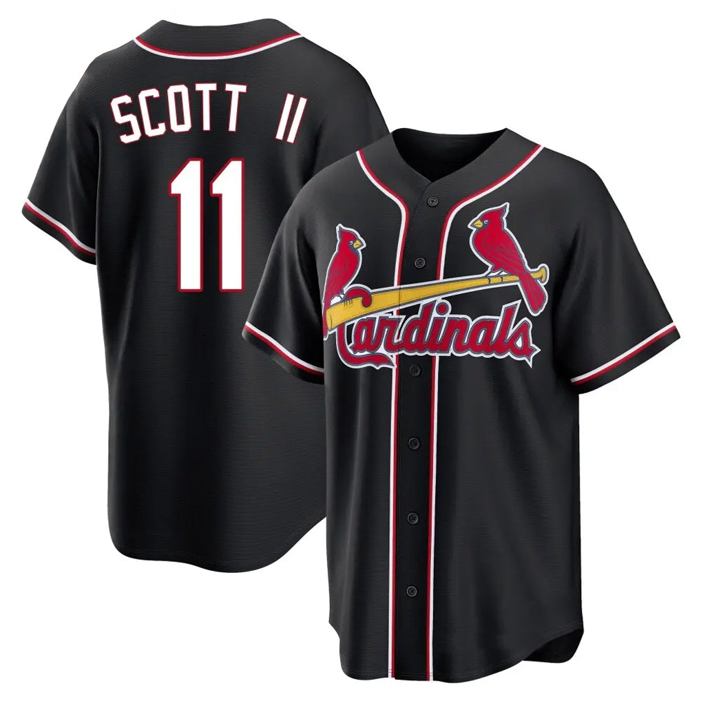 St. Louis Cardinals #11 Victor Scott II Player Black Carbon Fashio Game Fdoa Stitched Jerseys