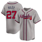 A.Braves #27 Austin Riley Player Gray Limited Away Stitched Jerseys
