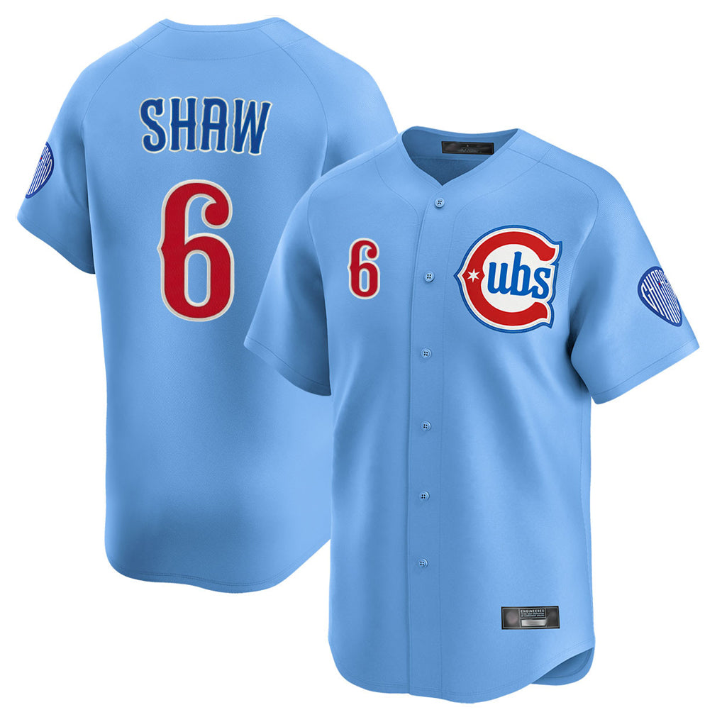 C.Cubs #6 Matt Shaw Player Light Blue Limited Home Gdoa Stitched Jerseys