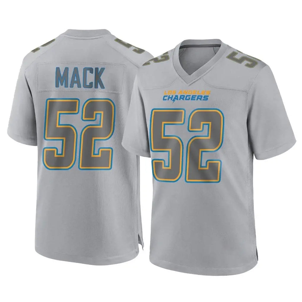 LA.Chargers #52 Khalil Mack Player Gray Atmosphere Fashion Home Game Gdoa Stitched Jerseys