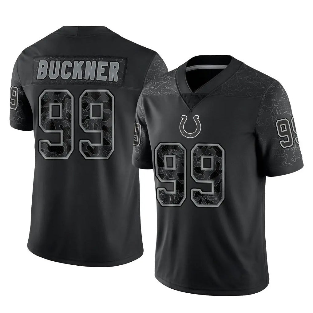 IN.Colts #99 DeForest Buckner Player Black Reflective Limited Game Gdoa Stitched Jerseys