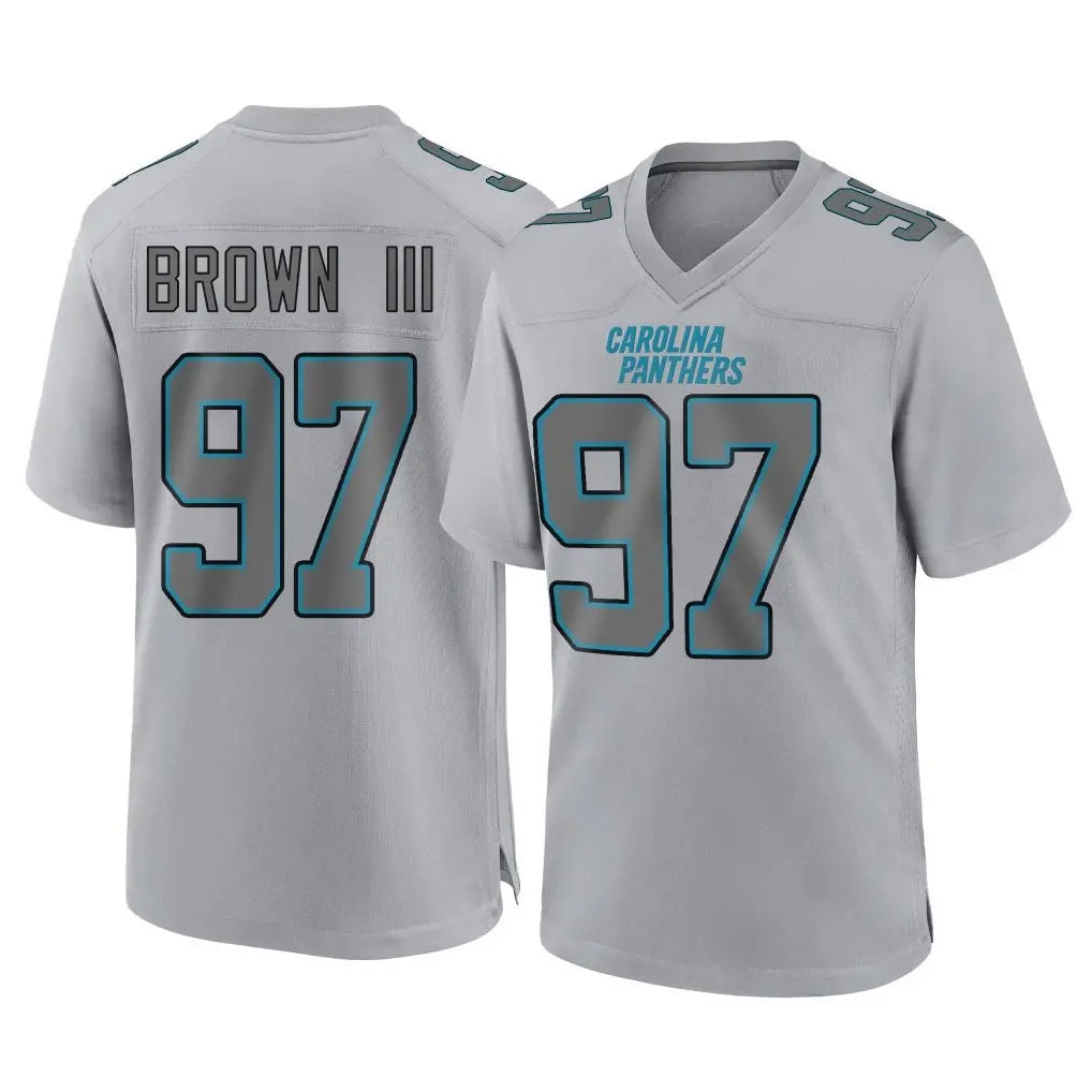 C.Panthers #97 Bobby Brown III Player Gray Atmosphere Fashion Game Gdoa Stitched Jerseys