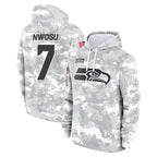 S.Seahawks #7 Uchenna Nwosu Player Arctic Camo Limited Salute to Service Pullover Hoodies Game Gdoa Stitched Jerseys