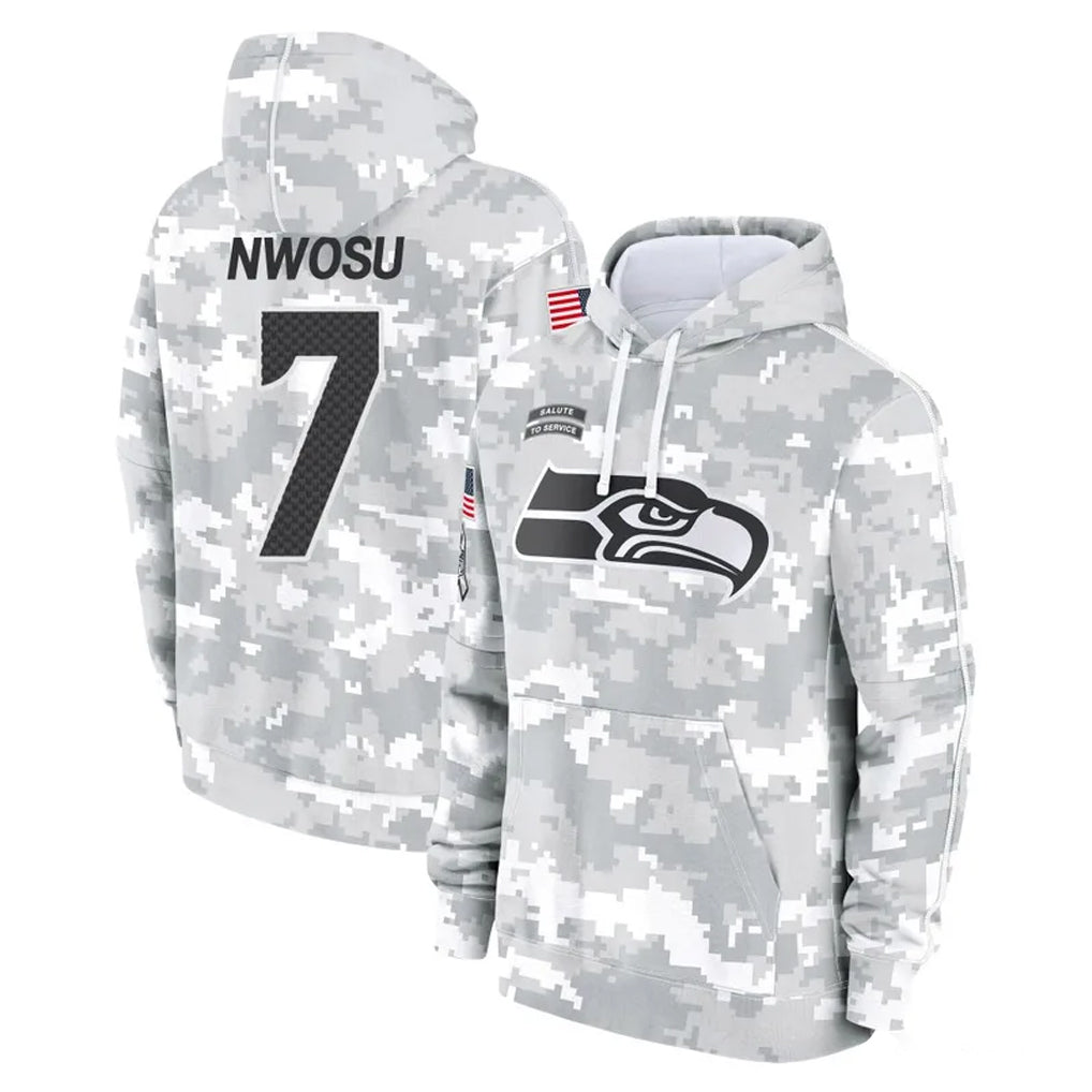S.Seahawks #7 Uchenna Nwosu Player Arctic Camo Limited Salute to Service Pullover Hoodies Game Gdoa Stitched Jerseys