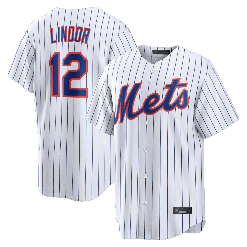 NY.Mets #12 Francisco Lindor Player White Home Replica Fdoa Stitched Jerseys