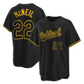 Athletics #22 Jeff McNeil Player Black Snake Skin City Home Game Gdoa Stitched Jerseys