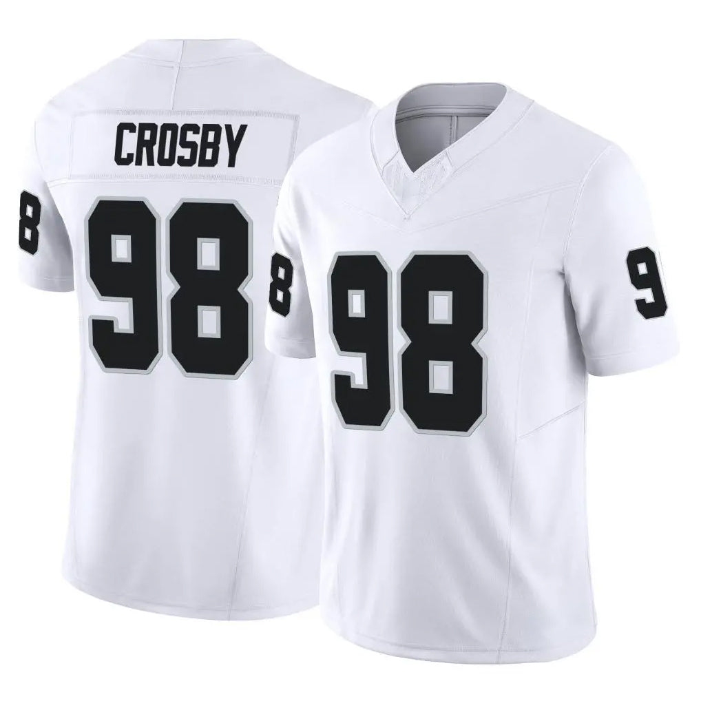 LV.Raiders #98 Maxx Crosby Player White Limited Vapor F.U.S.E. Home Game Gdoa Stitched Jerseys