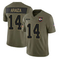 KC.Chiefs #14 Matt Araiza Player Olive 2025 Salute To Service Limited Game Gdoa Stitched Jerseys