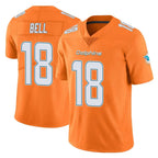 M.Dolphins #18 Chris Bell Player Orange Limited Home Game Gdoa Stitched Jerseys