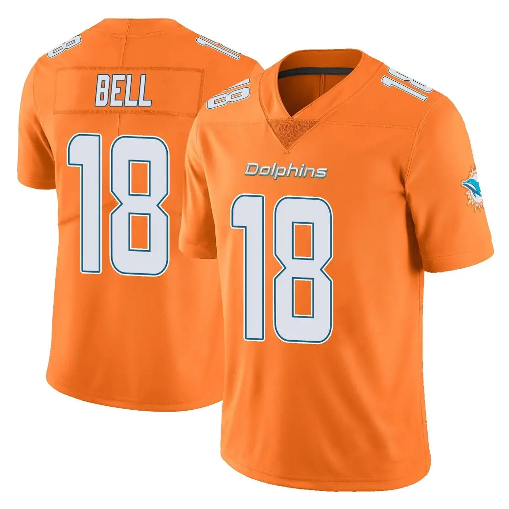 M.Dolphins #18 Chris Bell Player Orange Limited Home Game Gdoa Stitched Jerseys