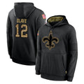 NO.Saints #12 Chris Olave Player Black Salute to Service Hoodies Limited Game Gdoa Stitched Jerseys