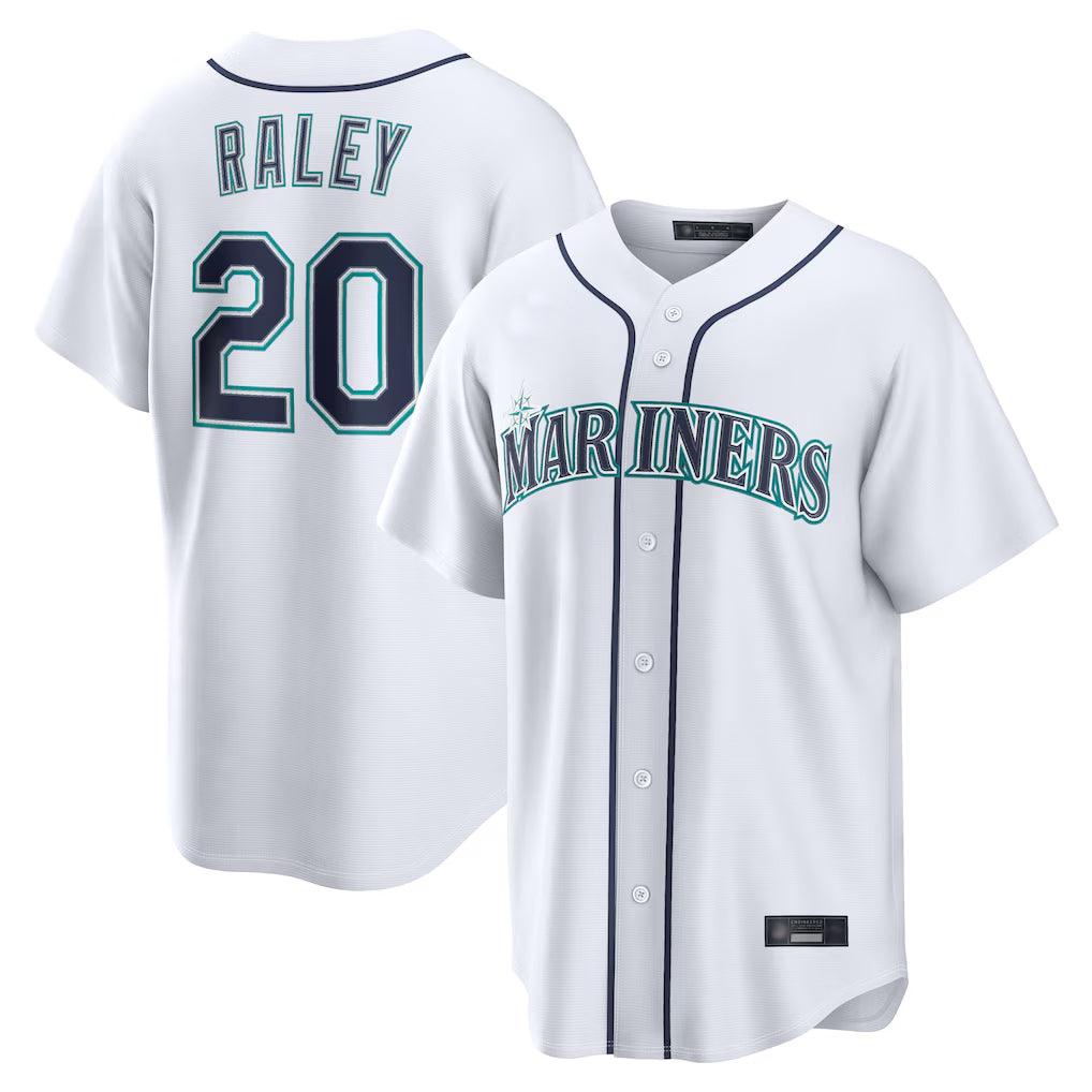 S.Mariners #20 Luke Raley Player White Home Game Fdoa Stitched Jerseys