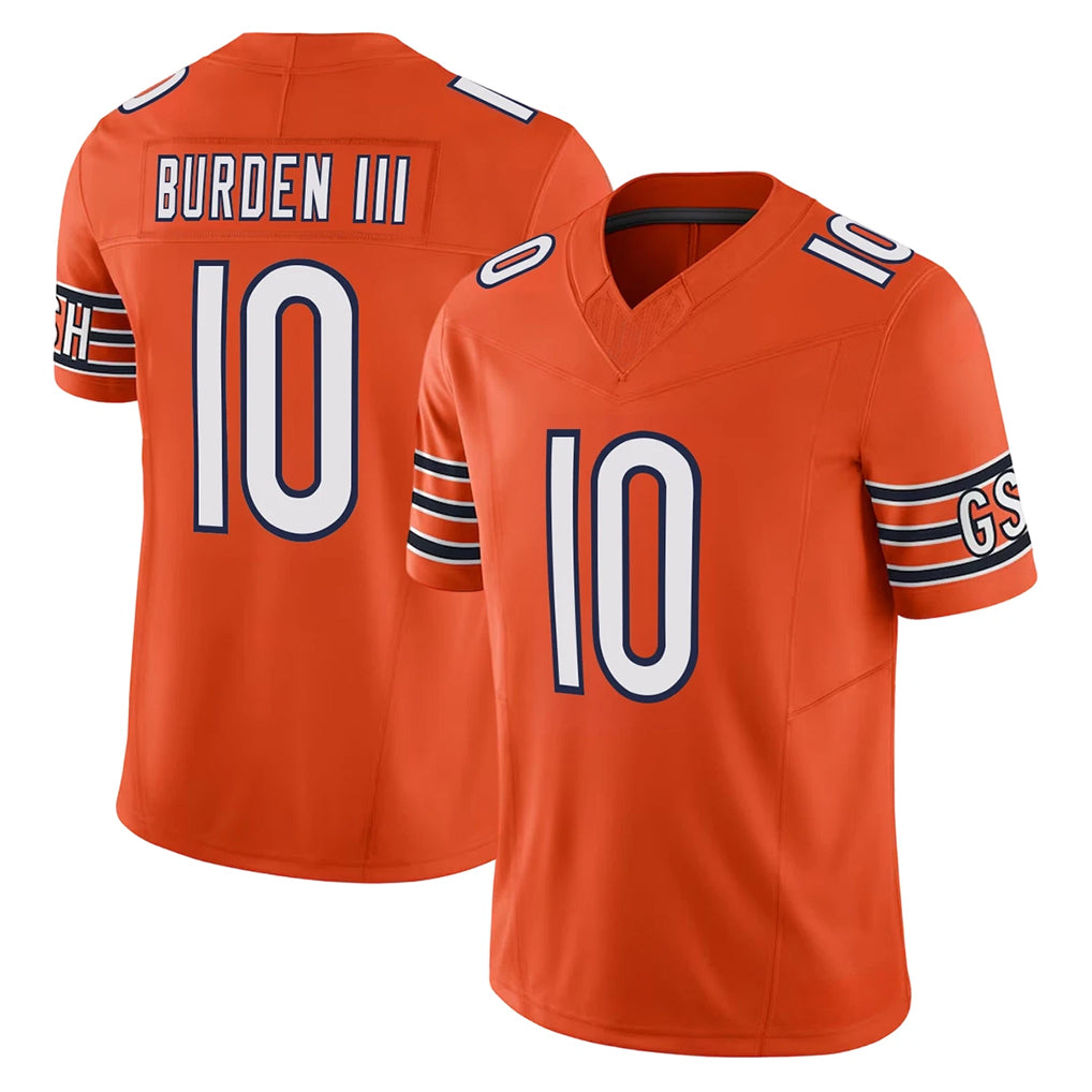 C.Bears #10 Luther Burden III Player Orange Vapor F.U.S.E. Limited Home Game Gdoa Stitched Jerseys