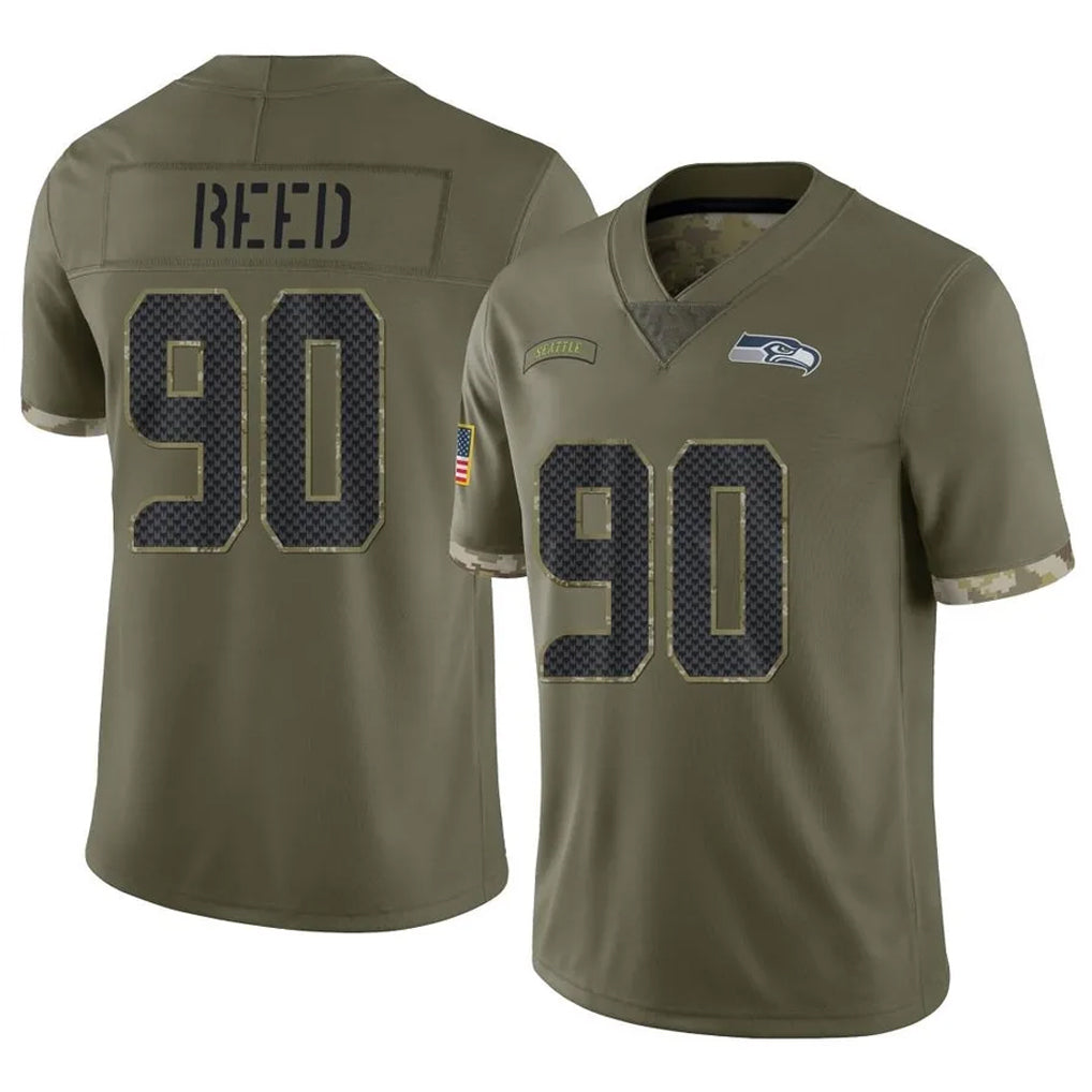 S.Seahawks #90 Jarran Reed Player Olive Limited Salute To Service Home Game Gdoa Stitched Jerseys