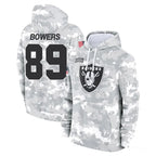 LV.Raiders #89 Brock Bowers Player Arctic Camo Salute to Service Hoodies Limited Game Gdoa Stitched Jerseys