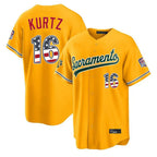 Athletics #16 Nick Kurtz Player Gold USA 250 Fourth of July Home Game Gdoa250Ys Stitched Jerseys