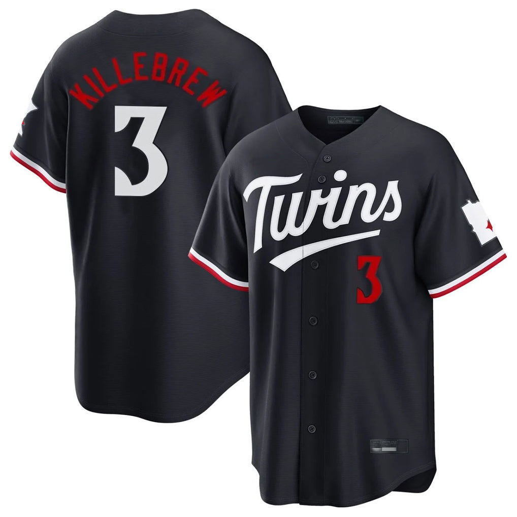 M.Twins #3 Harmon Killebrew Player Navy Home Game Fdoa Stitched Jerseys