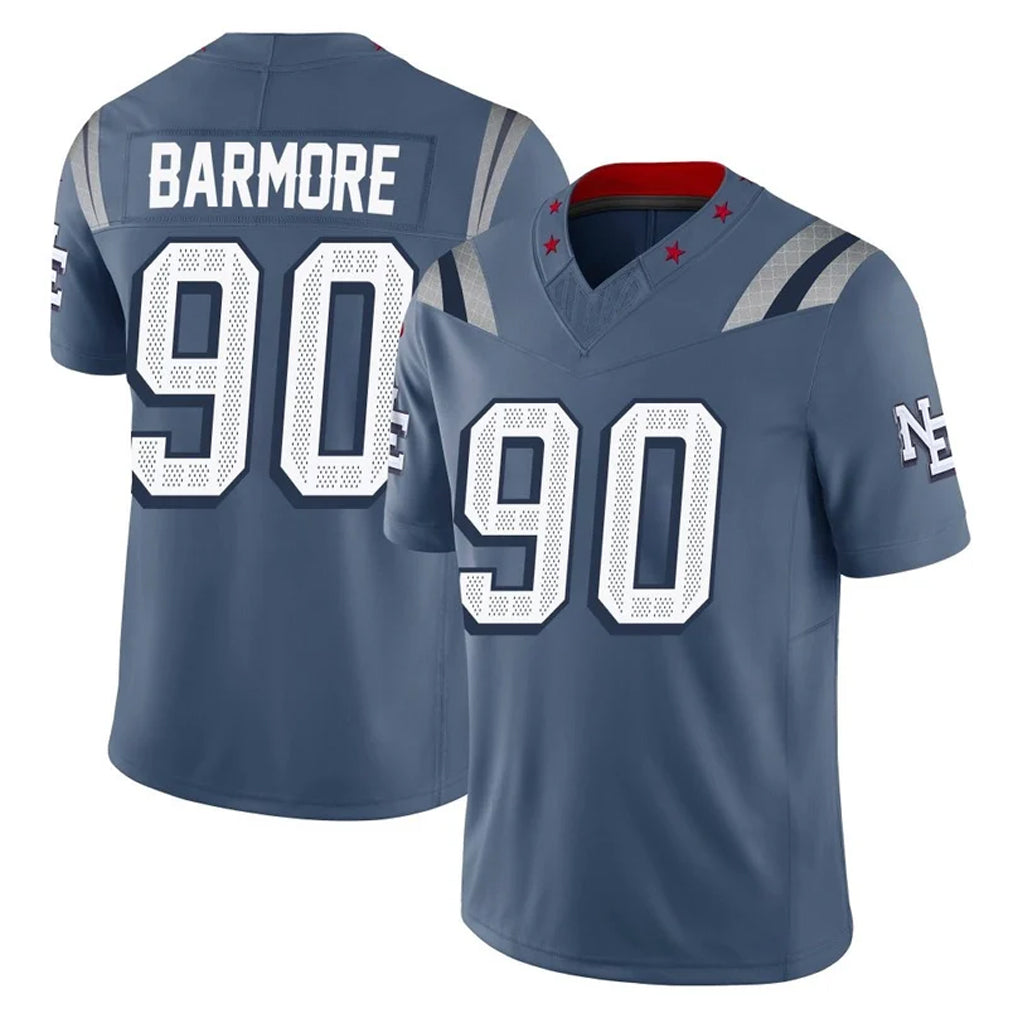 NE.Patriots #90 Christian Barmore Player Blue Limited Rivalries Collection Home Game Gdoa Stitched Jerseys