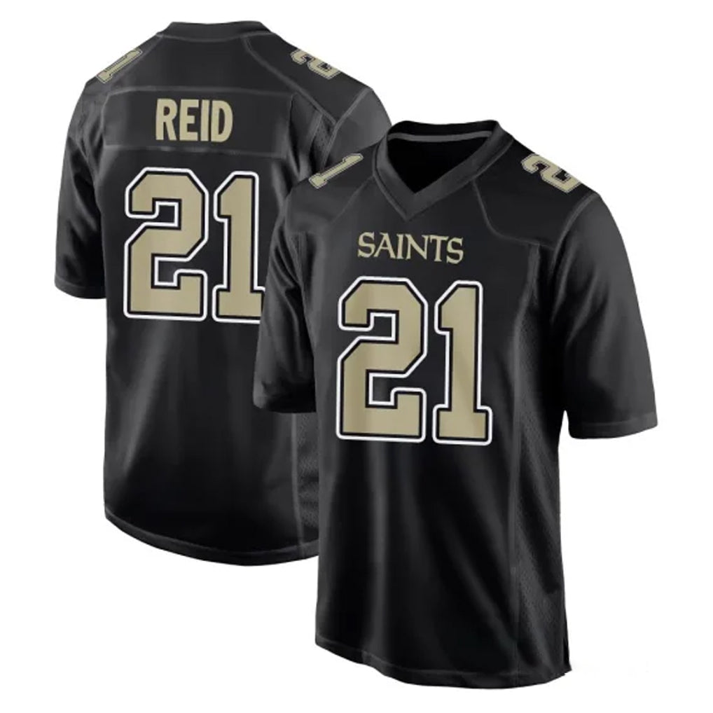 NO.Saints #21 Justin Reid Player Black Carbon Fashion Home Game Gdoa Stitched Jerseys
