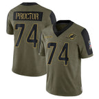 M.Dolphins #74 Kadyn Proctor Player Olive Salute To Service Limited Game Gdoa Stitched Jerseys