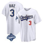 LA.Dodgers #3 Edwin D¨ªaz Player Gold White World Series Meet 2026 Collection Stadium Limited Fdoa Stitched Jerseys