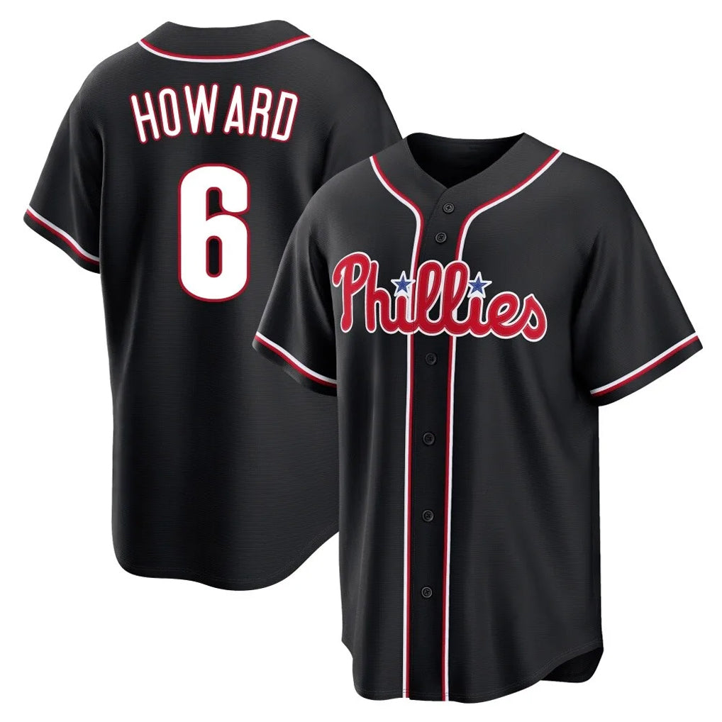 P.Phillies #6 Ryan Howard Player Black Fashion Out Home Game Fdoa Stitched Jerseys