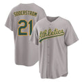 Athletics #21 Tyler Soderstrom Player Gray Home Game Gdoa Stitched Jerseys