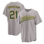 Athletics #21 Tyler Soderstrom Player Gray Home Game Gdoa Stitched Jerseys