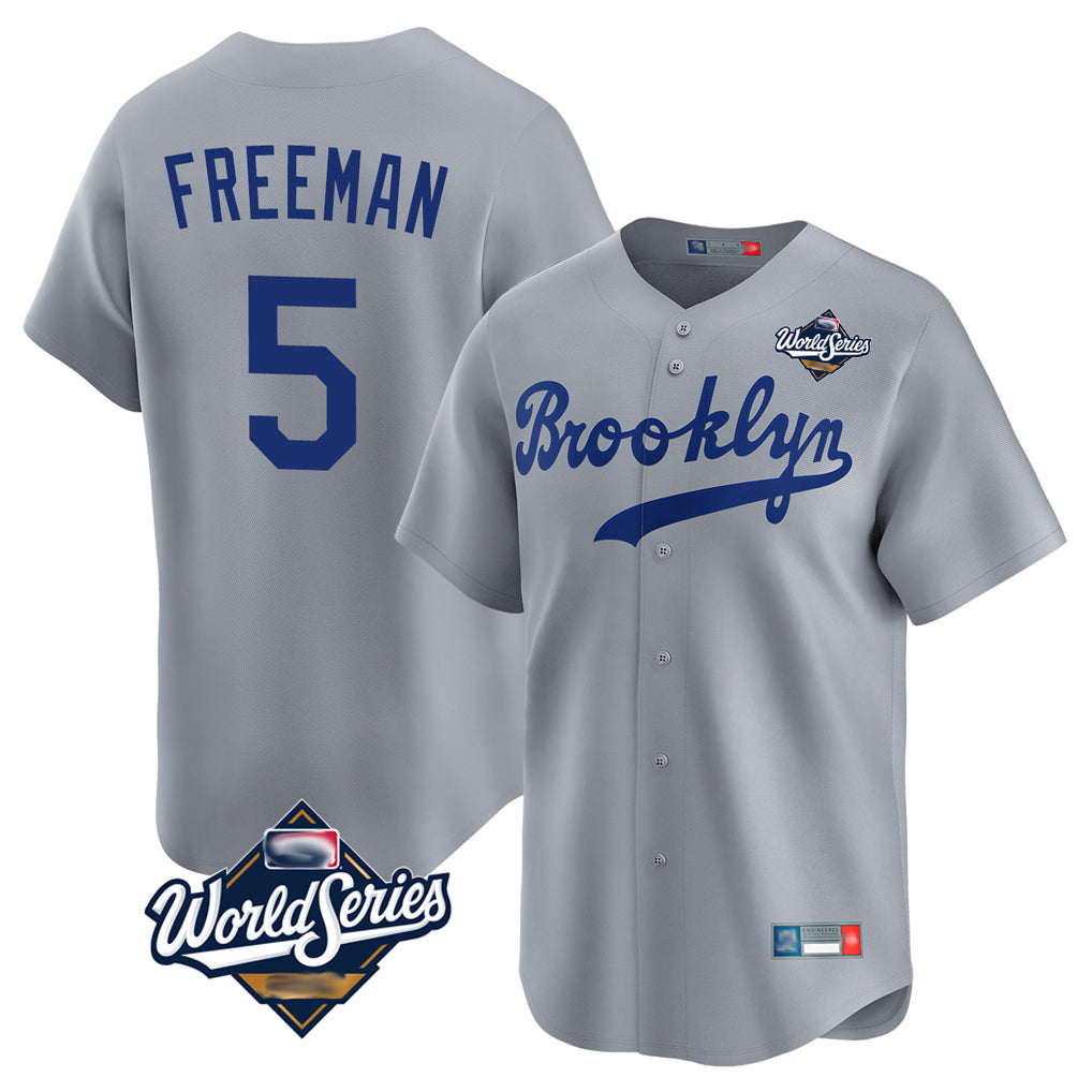 LA.Dodgers #5 Freddie Freeman Player Gray World Series Game Limited Home Fdoa Stitched Jerseys