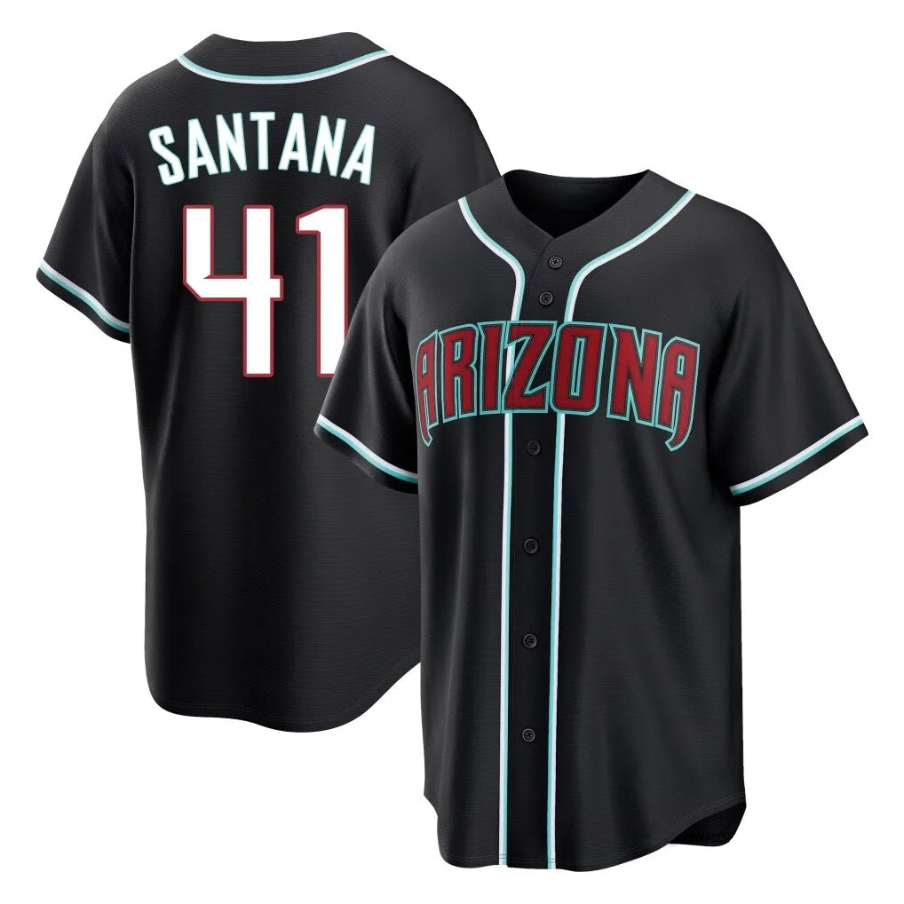 A.Diamondbacks #41 Carlos Santana Player Black Home Game Gdoa Stitched Jerseys
