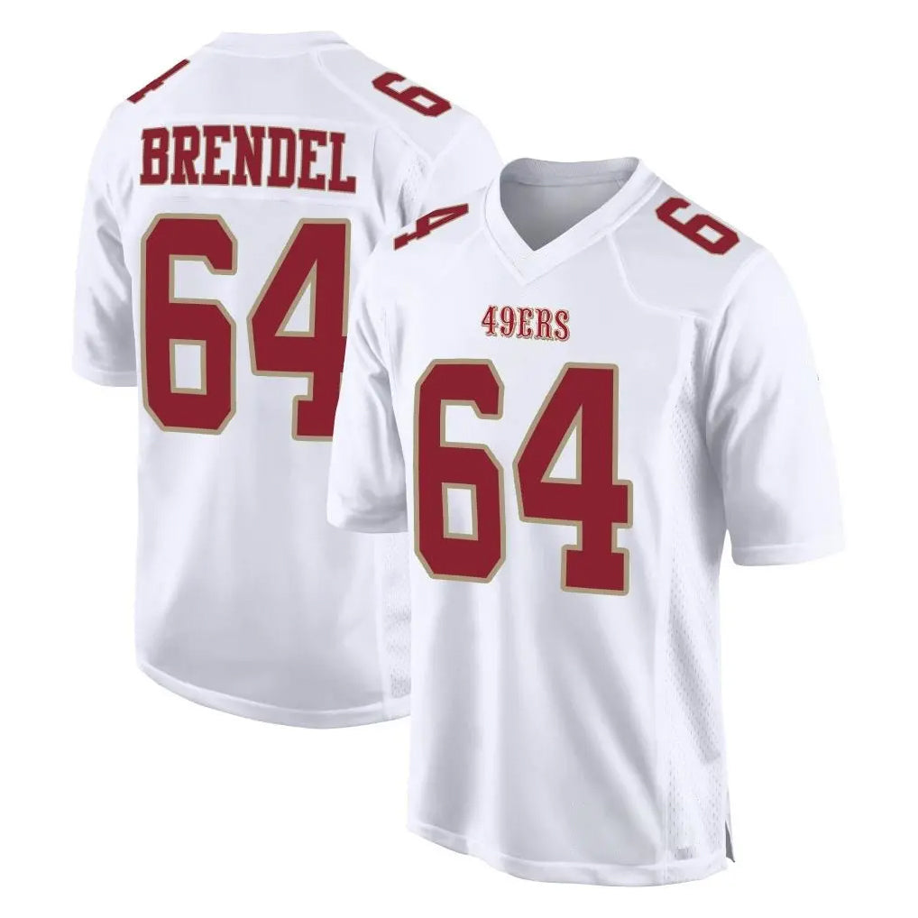 SF.49ers #64 Jake Brendel Player White Fashion Home Game Gdoa Stitched Jerseys