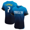 P.Phillies #7 Trea Turner Player Blue City Connect Home Limited Elite Fdoa Stitched Jerseys