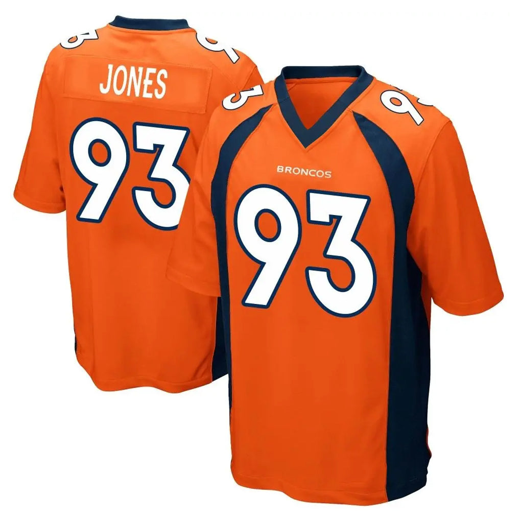 D.Broncos #93 D.J. Jones Player Orange Color Home Game Gdoa Stitched Jerseys