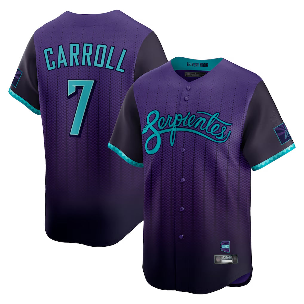 A.Diamondbacks #7 Corbin Carroll Player Purple 2025 City Connect Limited Home Game Gdoa Stitched Jerseys