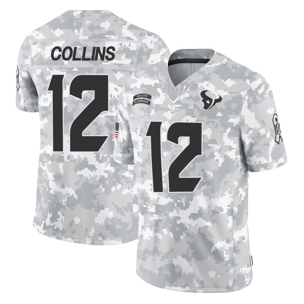 H.Texans #12 Nico Collins Player Arctic Camo Salute To Service Limited Game Gdoa Stitched Jerseys