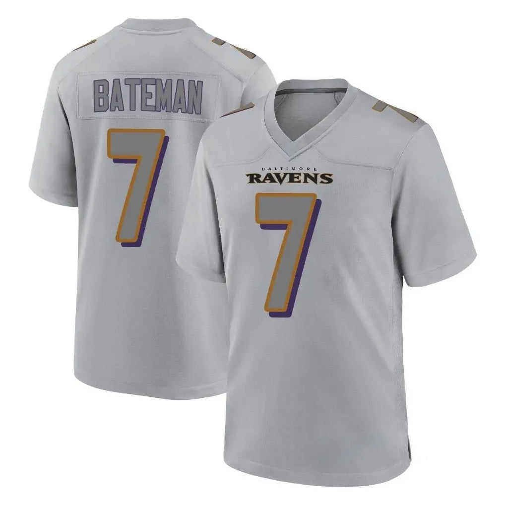 B.Ravens #7 Rashod Bateman Player Gray Color Rush Vapor Untouchable Game Gdoa Stitched Jerseys