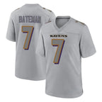 B.Ravens #7 Rashod Bateman Player Gray Color Rush Vapor Untouchable Game Gdoa Stitched Jerseys