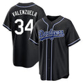 LA.Dodgers #34 Fernando Valenzuela Player Black Carbon Limited Home Fdoa Stitched Jerseys