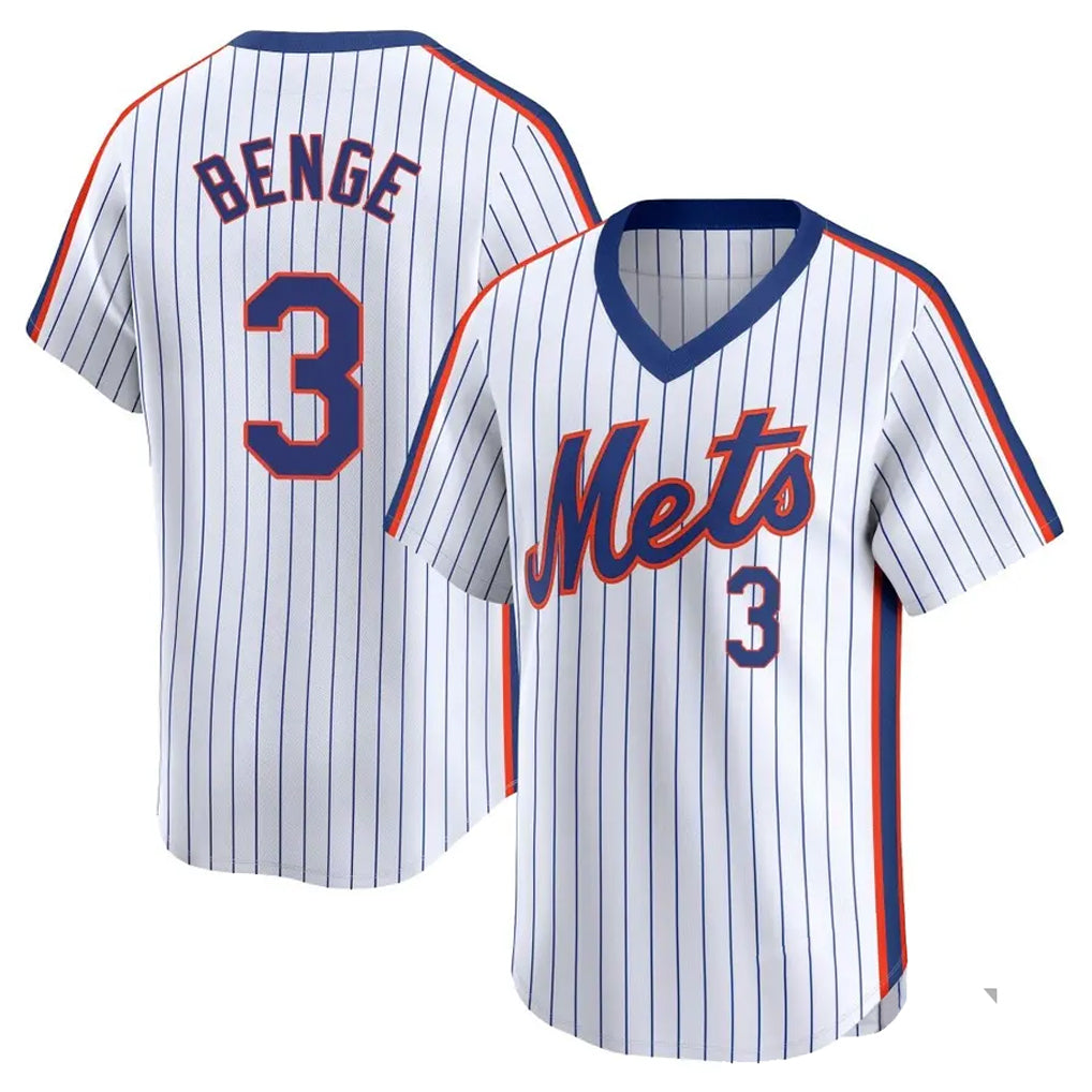 NY.Mets #3 Carson Benge Player White Cooperstown Collection T-shirt Game Fdoa Stitched Jerseys