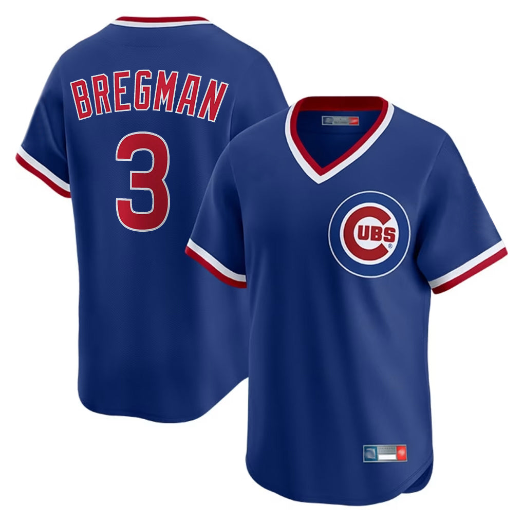 C.Cubs #3 Alex Bregman Player Royal T-shirt Cooperstown Collection Limited Gdoa Stitched Jerseys