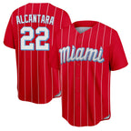 M.Marlins #22 Sandy Alcantara Player Red City Connect Home Game Fdoa Stitched Jerseys