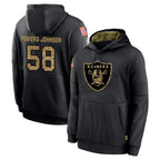 LV.Raiders #58 Jackson Powers-Johnson Player Black Salute to Service Hoodies Limited Game Gdoa Stitched Jerseys