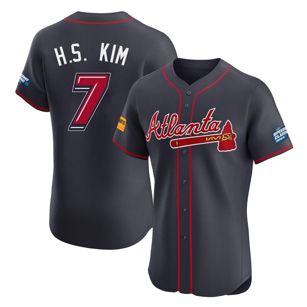 A.Braves #7 Ha-Seong Kim Player Navy 2025 Speedway Classic Limited Elite Home Game Gdoa Stitched Jerseys