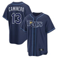 T.Bay Rays #13 Junior Caminero Player Navy Home Limited Fdoa Stitched Jerseys