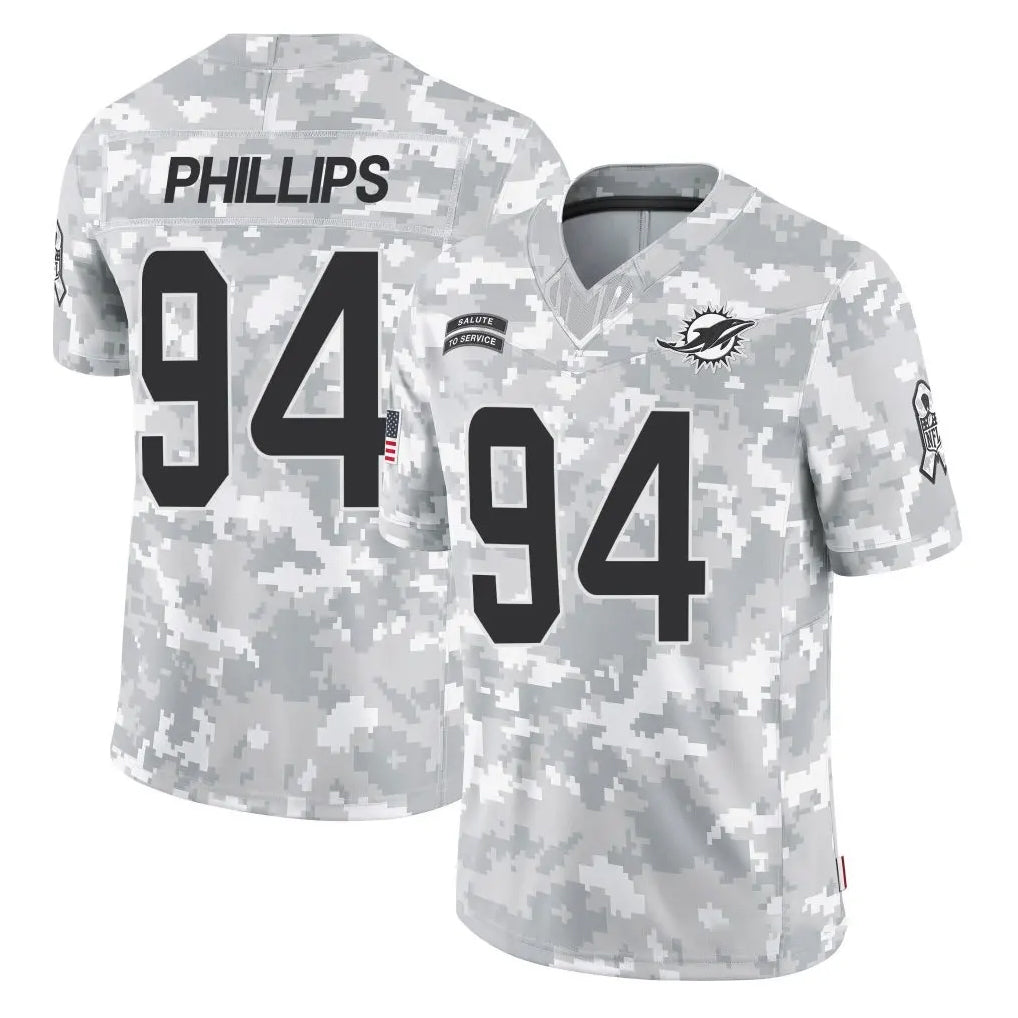 M.Dolphins #94 Jordan Phillips Player Arctic Camo Salute To Service Limited Game Gdoa Stitched Jerseys