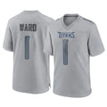 T.Titans #1 Cam Ward Player Gray Atmosphere Fashion Home Game Gdoa Stitched Jerseys