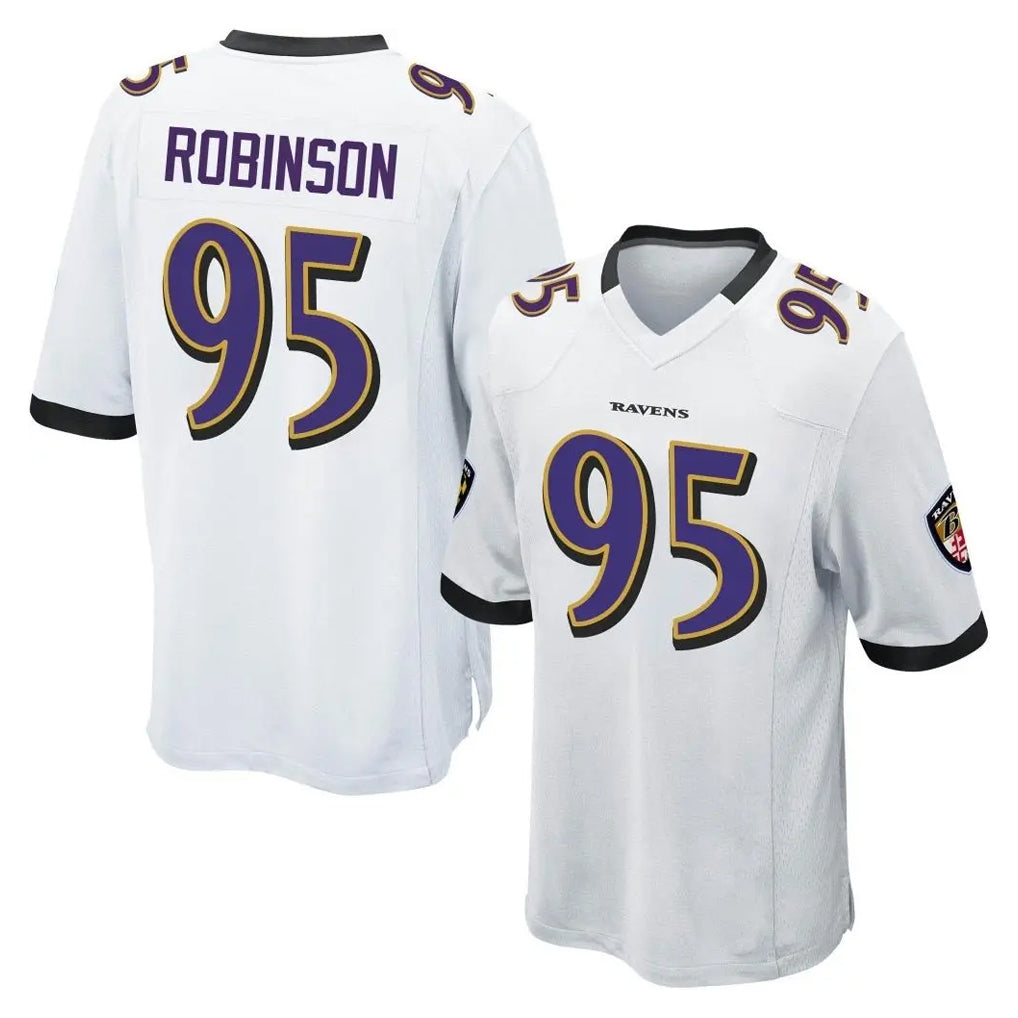 B.Ravens #95 Tavius Robinson Player White Home Game Gdoa Stitched Jerseys